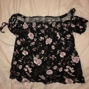 American Eagle floral off the shoulder tee